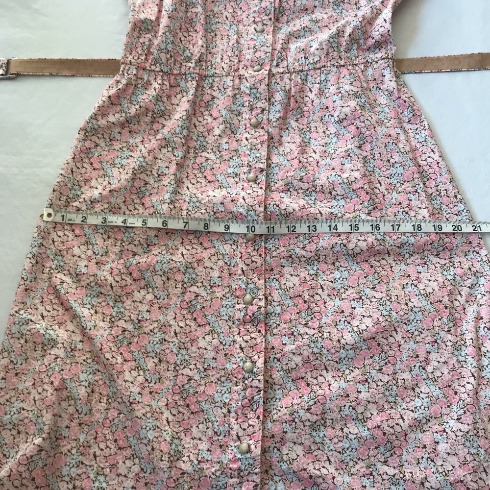 Vintage Floral Pink Belted Button Down Cotton Dress - Picture 12 of 14